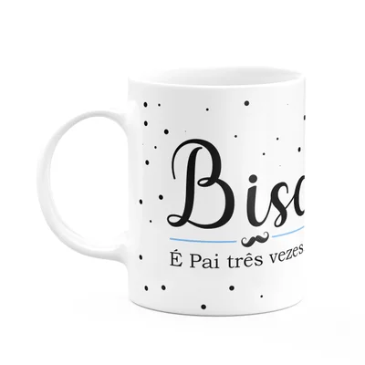 Caneca Minimalista Pais - Biso, É Pai Três Vezes