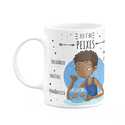 Caneca Signos Cartoon - Ele É De Peixes - M2 - 325ml