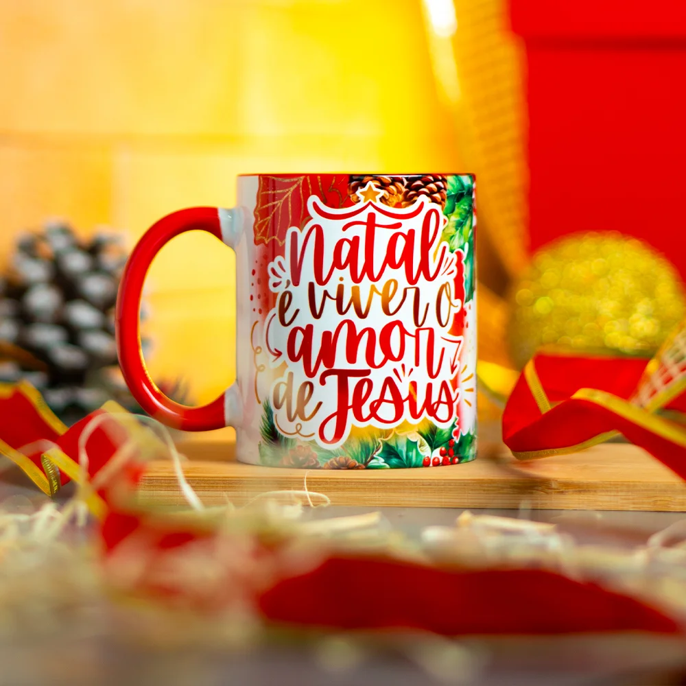 Imagem 2 de 5 do produto Caneca Natal De Jesus - Natal É Viver O Amor De Jesus B-red
