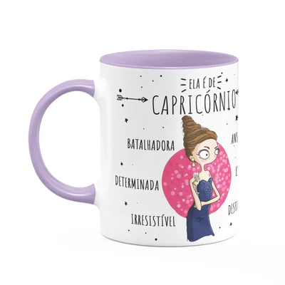 Caneca Signos Cartoon - Ela É De Capricórnio - B-lilac