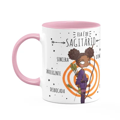 Caneca Signos Cartoon - Ela É De Sagitário - B-pink - M2