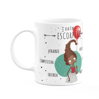 Caneca Signos Cartoon - Ela É De Escorpião - M2 - 325ml