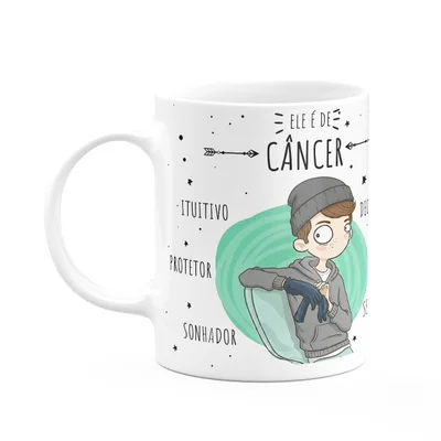 Caneca Signos Cartoon - Ele É De Câncer - 325ml
