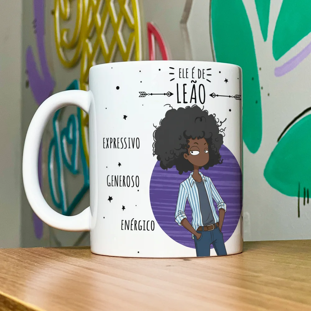 Imagem 2 de 5 do produto Caneca Signos Cartoon - Ele É De Leão - M2 - 325ml