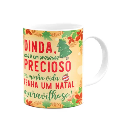 Caneca Natal Família - Feliz Natal Dinda - 325ml