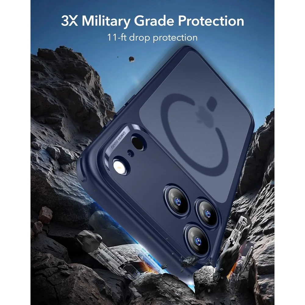 Imagem 4 de 5 do produto Capa Esr Iphone 17 Pro Azul Fosco Magsafe Militar Antichoque