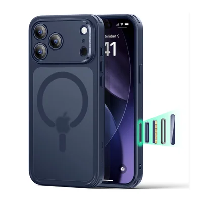 Capa Esr Pra Iphone 17 Pro Max Antichoque Magsafe Azul Fosca