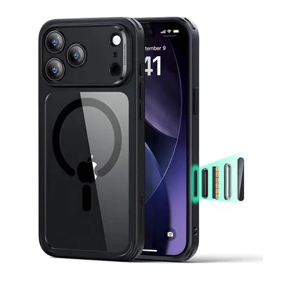 Capa Esr Para Iphone 17 Pro Max Magsafe Preto Transparente