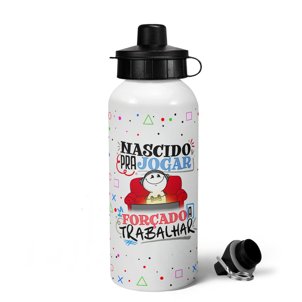 Garrafa Squeeze Mq Gamer Funny - Nascido Pra Jogar V Game