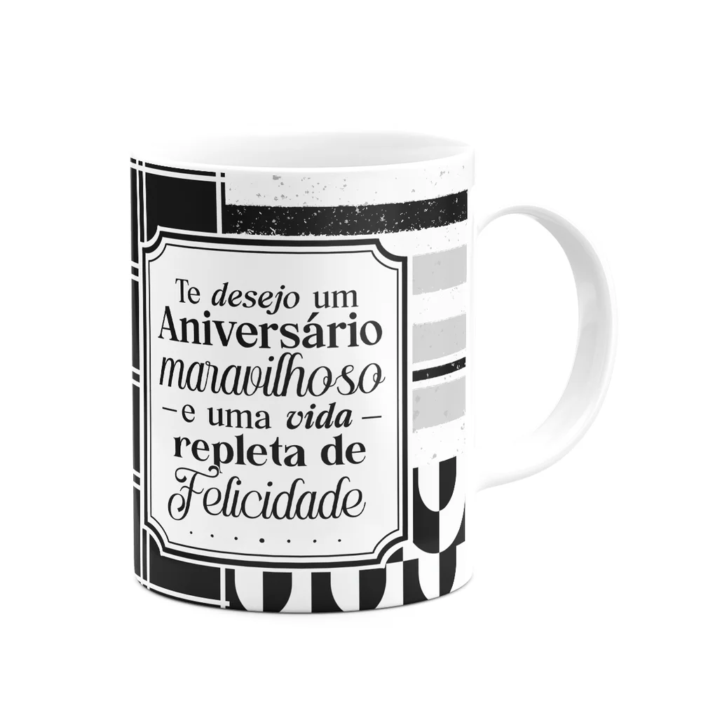 Imagem 2 de 5 do produto Caneca Aniversário - Vida Repleta De Felicidade