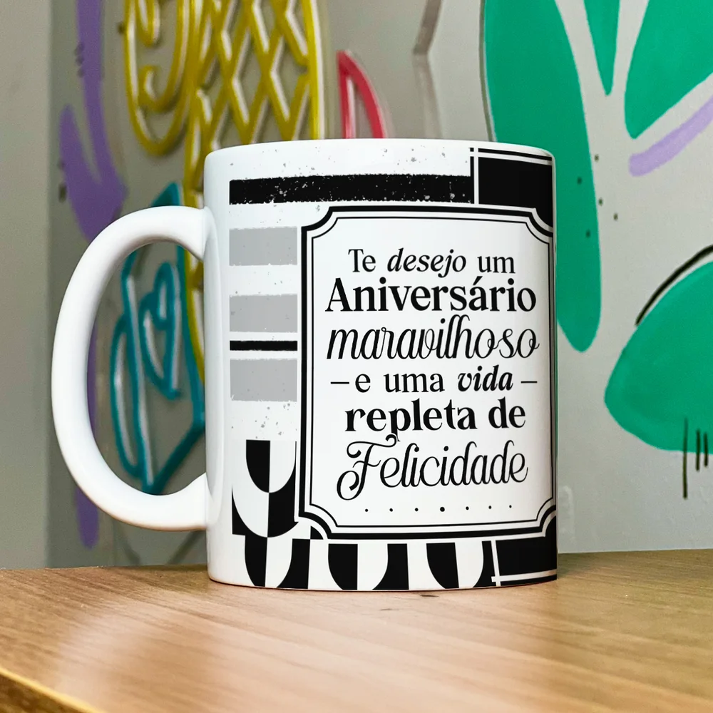 Imagem 3 de 5 do produto Caneca Aniversário - Vida Repleta De Felicidade