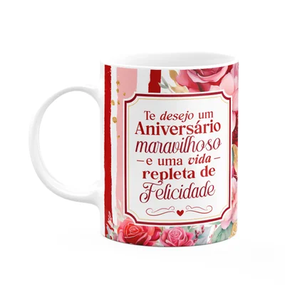Caneca Aniversário - Vida Repleta De Felicidade - M2
