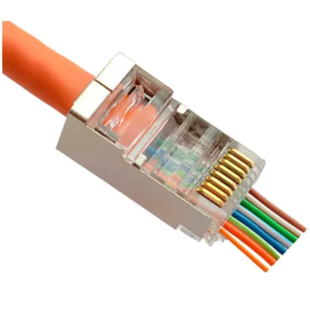 Imagem 4 de 5 do produto Conector Rj45 Cat6 Blindado Ez Passagem  Pacote C/50 Peças