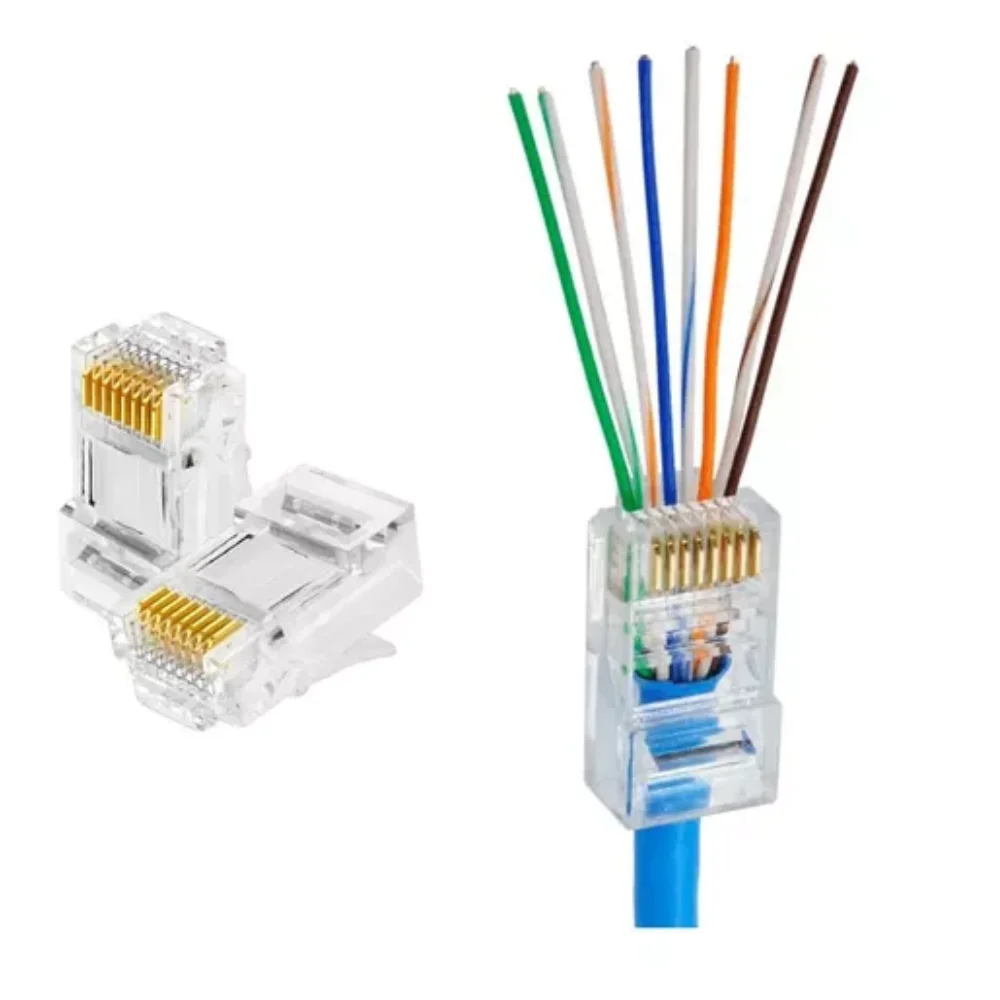 Imagem 2 de 5 do produto Conector Rj45 Cat6 Tipo  Ez Passagem  Pacote C/100 Un