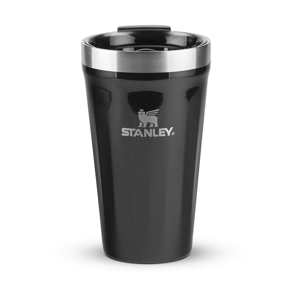 Copo Texturizado Stanley Black Gloss 473ml, Com Tampa, 8850