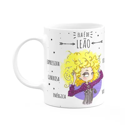 Caneca Signos Cartoon - Ela É De Leão - M1 - 325ml