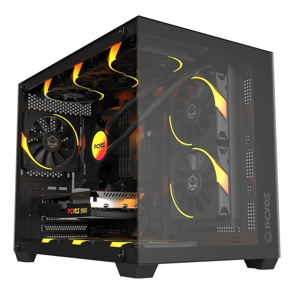 Gabinete Gamer PCyes Forcefield V2 Black Vulcan - Gffv2bv