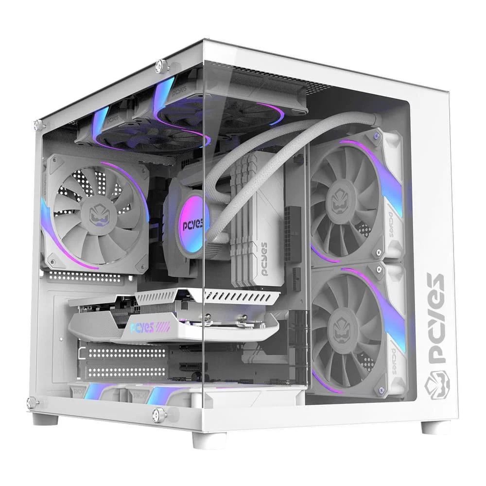 Gabinete Gamer PCyes Forcefield Mini White Ghost - Gffmnwg