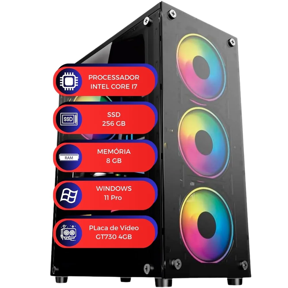 Computador Gamer Balão.info Gt730 Core i7 8GB SSD 256gb Win 11