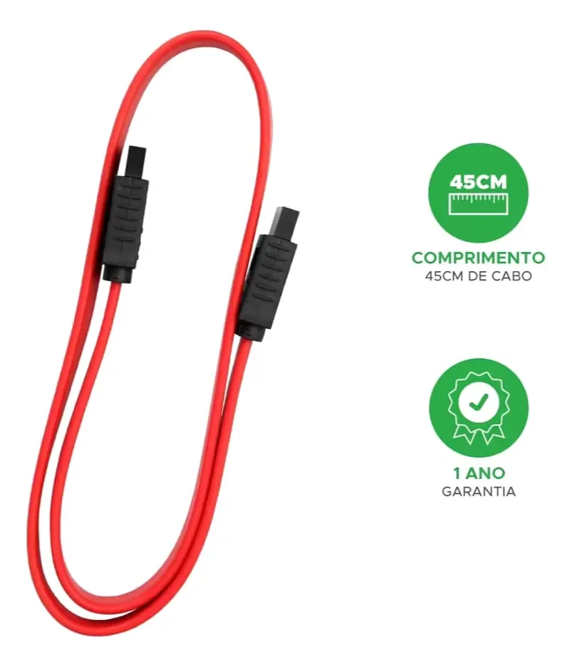 Imagem 3 de 5 do produto Cabo De Dados Sata 45cm Para Hd, SSD, Gravador, Drives