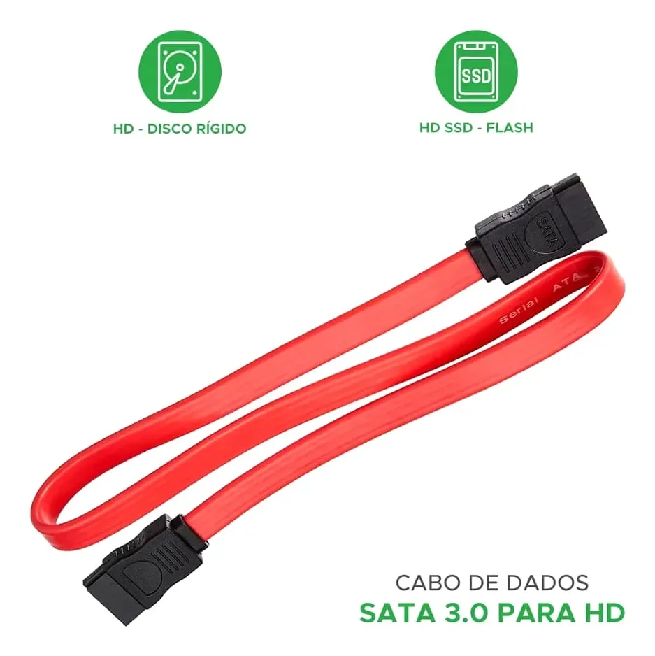Imagem 5 de 5 do produto Cabo De Dados Sata 45cm Para Hd, SSD, Gravador, Drives