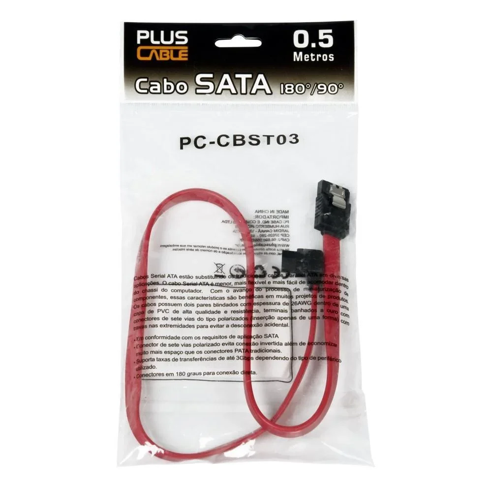 Imagem 4 de 4 do produto Cabo Dados Sata Plus Cable 50cm Com Trava Para Hd, SSD PC-cbst03