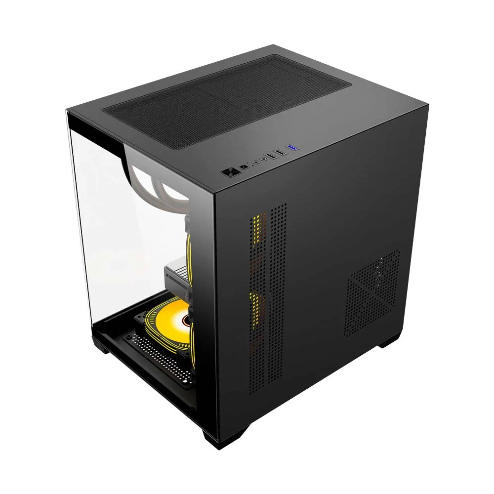 Imagem 2 de 4 do produto Gabinete Gamer Duex Aquario, Mid-tower, Lateral E Frontal De Vidro, Preto, Sem Fan - Dxga275bk