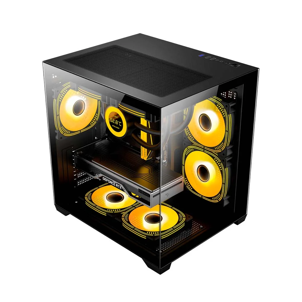 Imagem 3 de 4 do produto Gabinete Gamer Duex Aquario, Mid-tower, Lateral E Frontal De Vidro, Preto, Sem Fan - Dxga275bk