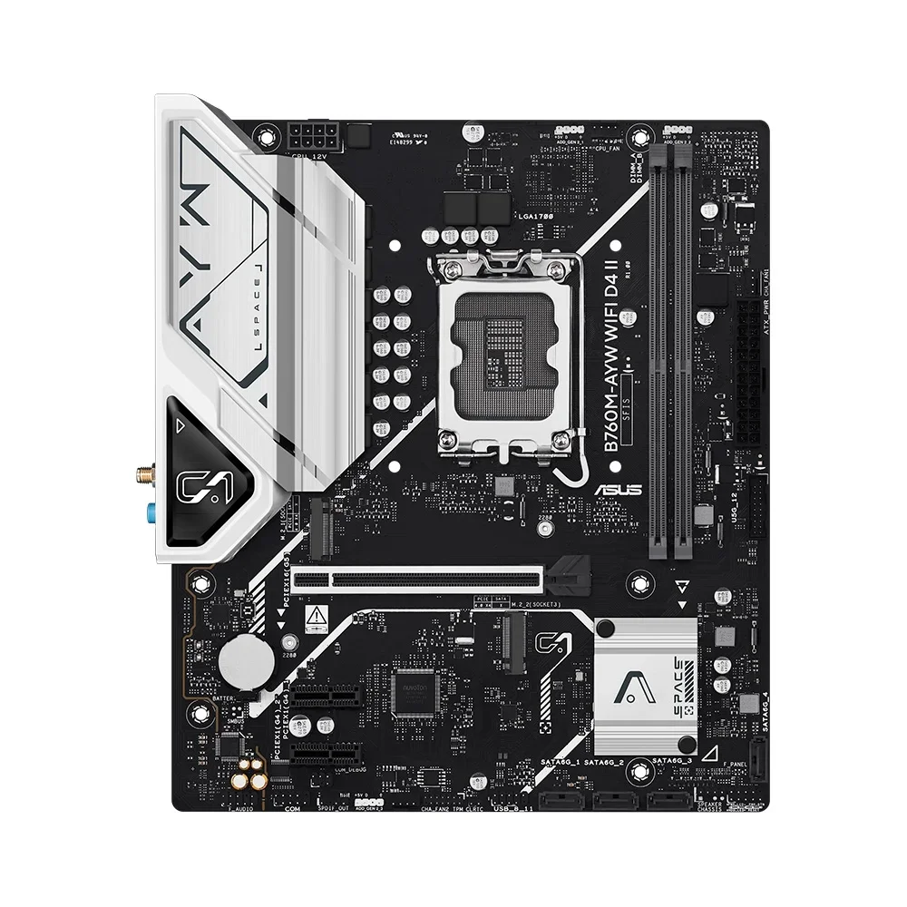 Placa-mãe Asus B760m-ayw Wifi D4 Ii, Intel LGA  1700, Matx, Ddr4, Wi-fi 6, Preto - 90mb1mg0-m0eay0 8