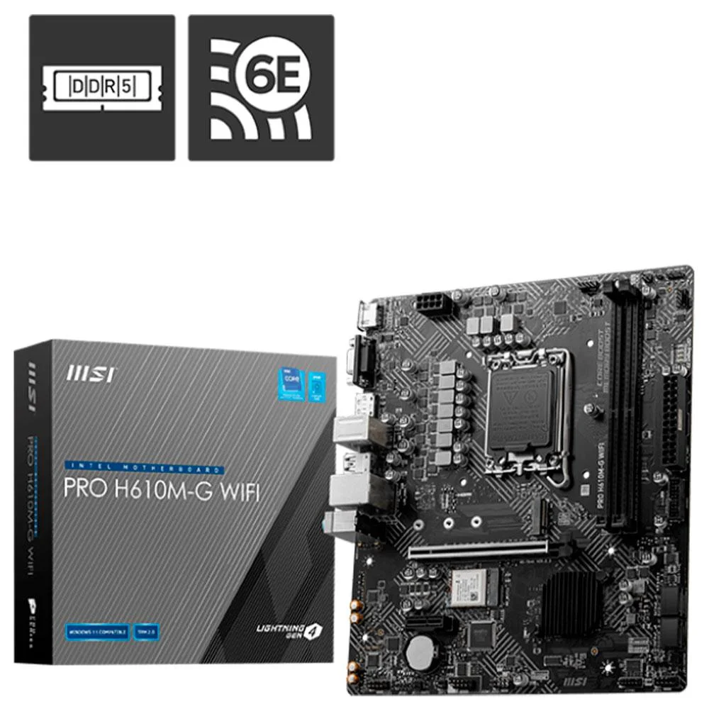 Imagem 2 de 4 do produto Placa Mãe Msi Pro H610m-g Wifi Ddr5 LGA 1700 12 13 E 14 Geração
