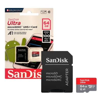 Cartão De Memoria 64gb Micro Sd Cl10 100mb/s Ultra Sdsquar-064g-gn6mn Sandisk