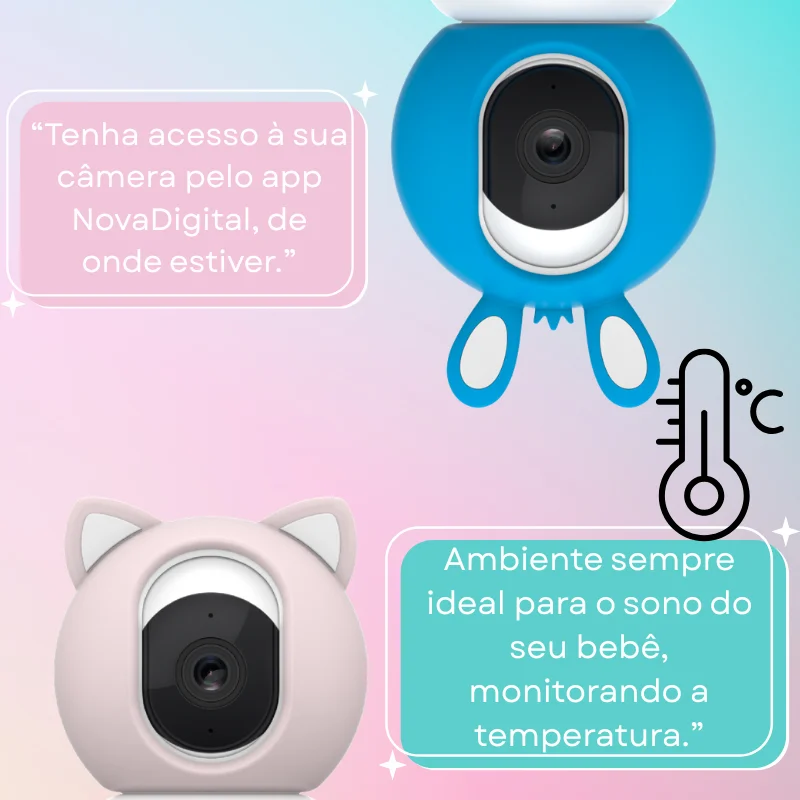 Imagem 3 de 5 do produto Babá Eletrônica Wi-fi Smart Baby Camera Com Tela 5" Nova Digital Cs-baby-rosa