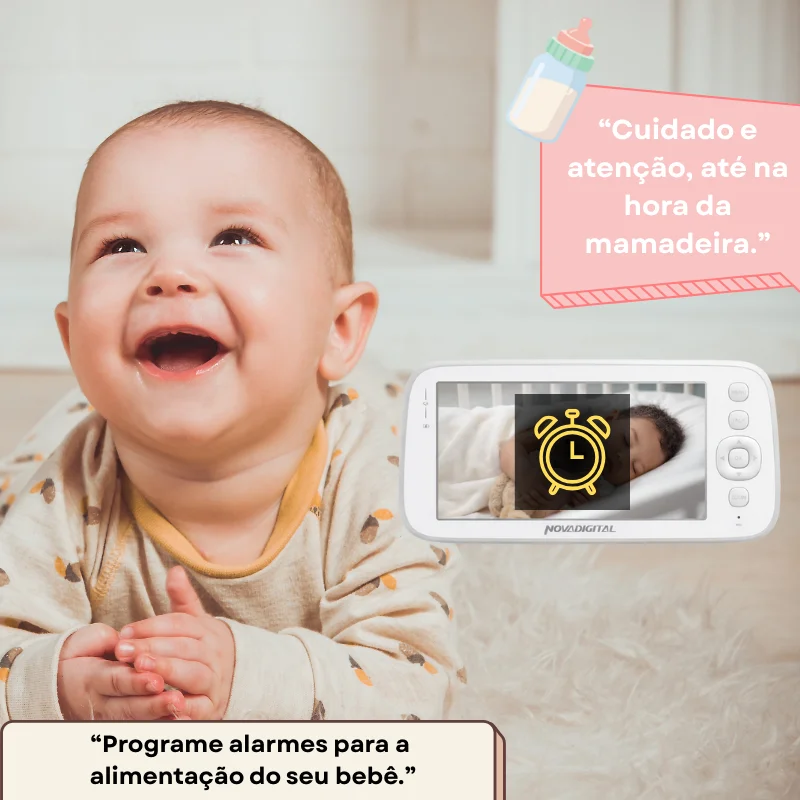 Imagem 5 de 5 do produto Babá Eletrônica Wi-fi Smart Baby Camera Com Tela 5" Nova Digital Cs-baby-rosa