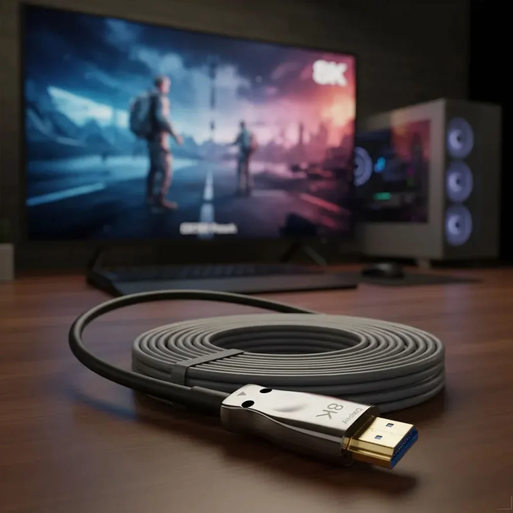 Imagem 4 de 5 do produto Cabo HDMI 8k Fibra Óptica Versão 2.1 De 100 Metros Tv Pc Projetor