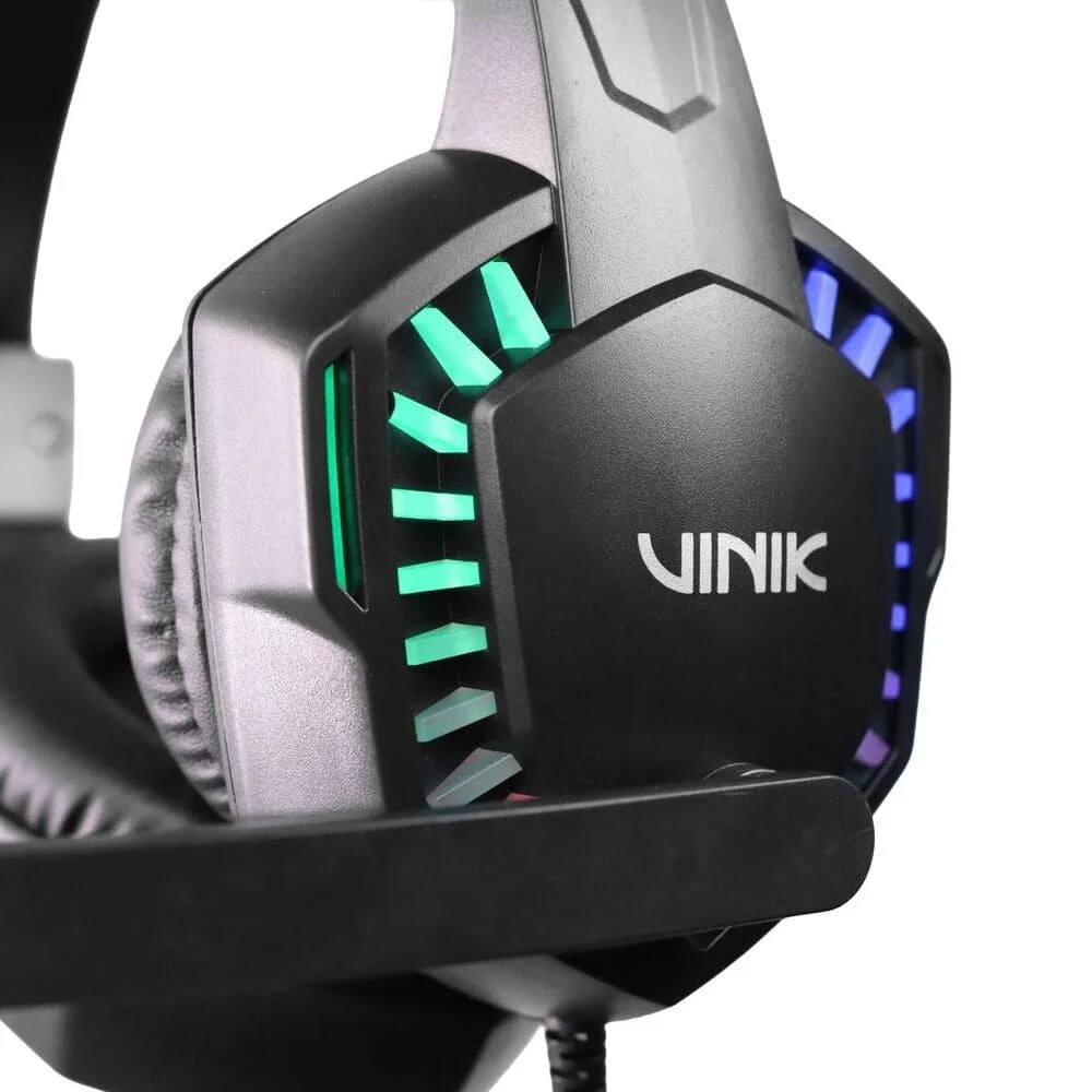 Imagem 3 de 5 do produto Fone De Ouvido Headset Gamer Vinik Guardian - Preto - LED Rainbow - Vkhsggdp