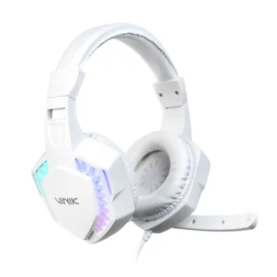 Fone De Ouvido Headset Gamer Vinik Guardian - Branco - LED Rainbow - Vkhsggdb