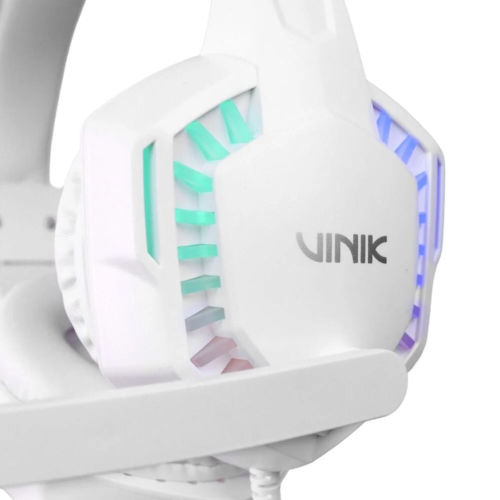 Imagem 4 de 5 do produto Fone De Ouvido Headset Gamer Vinik Guardian - Branco - LED Rainbow - Vkhsggdb