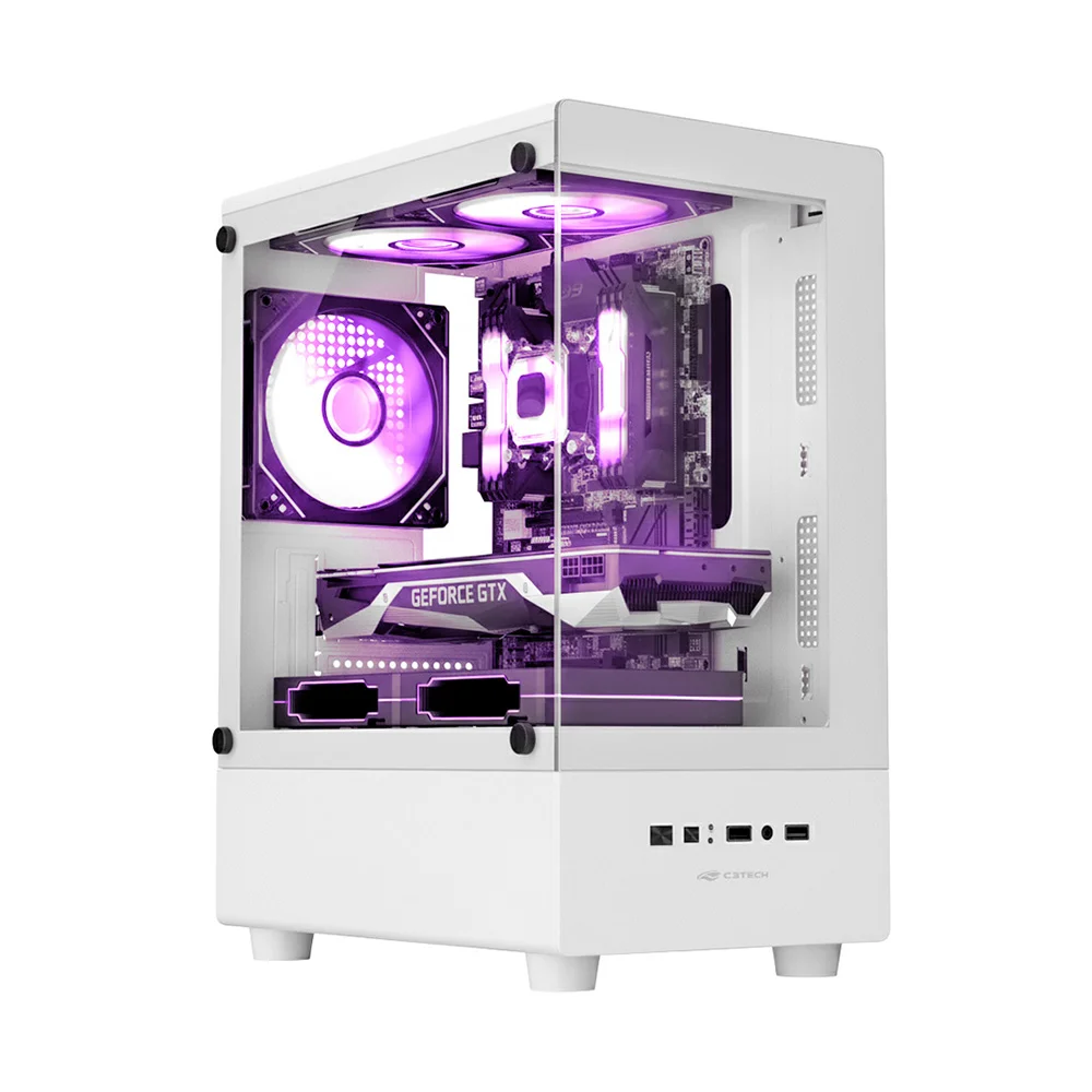 Gabinete Gamer, C3tech, Aquarius, Sem Fonte, Gaming, Vidro Temperado Frontal E Lateral, Portas Usb 3.0, Usb 2.0 E Entrada De Áudio, Branco - Mt-g150wh