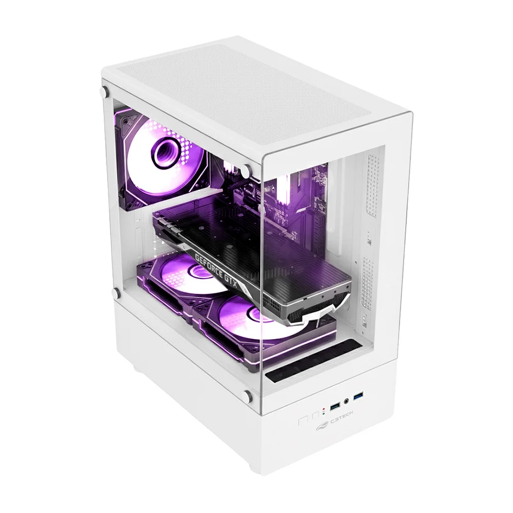 Imagem 3 de 4 do produto Gabinete Gamer, C3tech, Aquarius, Sem Fonte, Gaming, Vidro Temperado Frontal E Lateral, Portas Usb 3.0, Usb 2.0 E Entrada De Áudio, Branco - Mt-g150wh