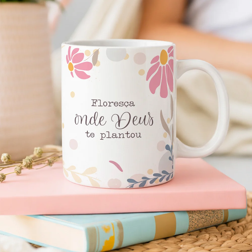 Imagem 2 de 5 do produto Caneca Fé - Floresça Onde Deus Te Plantou - 325ml