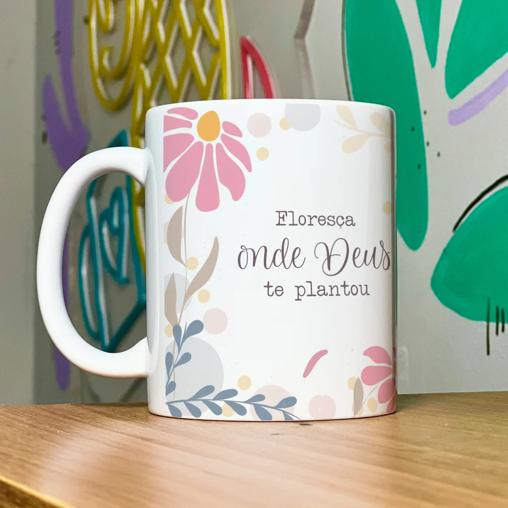 Imagem 3 de 5 do produto Caneca Fé - Floresça Onde Deus Te Plantou - 325ml