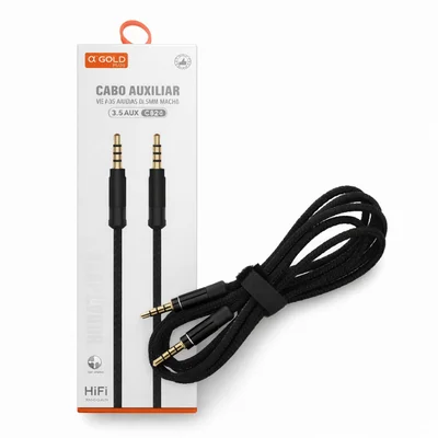 Cabo Auxiliar 3,5mm P2 Para P2 De 1,5m, Som Estável Compatível Com Celular, PC, Carro E Caixa De Som