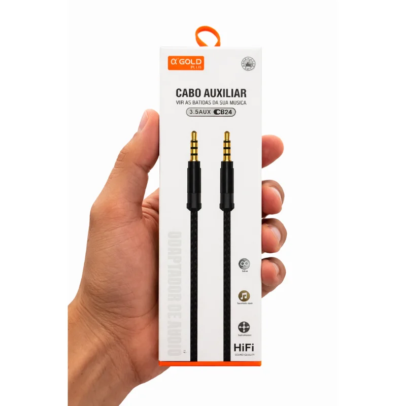 Imagem 3 de 4 do produto Cabo Auxiliar 3,5mm P2 Para P2 De 1,5m, Som Estável Compatível Com Celular, PC, Carro E Caixa De Som