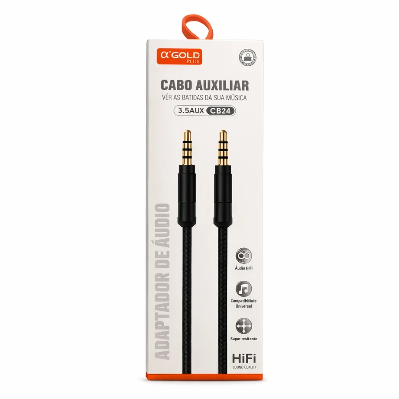 Imagem 4 de 4 do produto Cabo Auxiliar 3,5mm P2 Para P2 De 1,5m, Som Estável Compatível Com Celular, PC, Carro E Caixa De Som