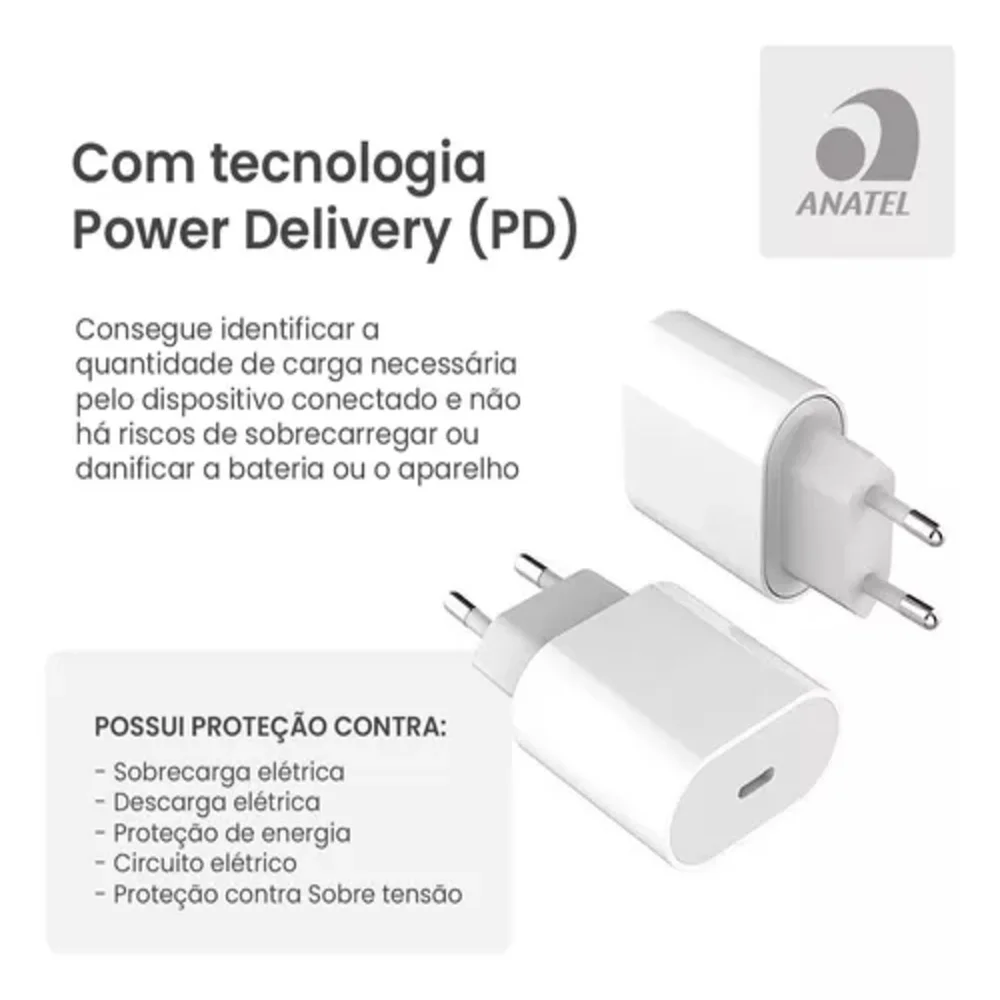 Imagem 5 de 5 do produto Fonte Carregador Turbo 20w Para Smartphone Tipo C
