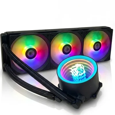 Water Cooler 360mm Gamer com 3 Fans LED RGB Raibow Silencioso Compatível Intel AMD Refrigeração Líquida PC Desktop