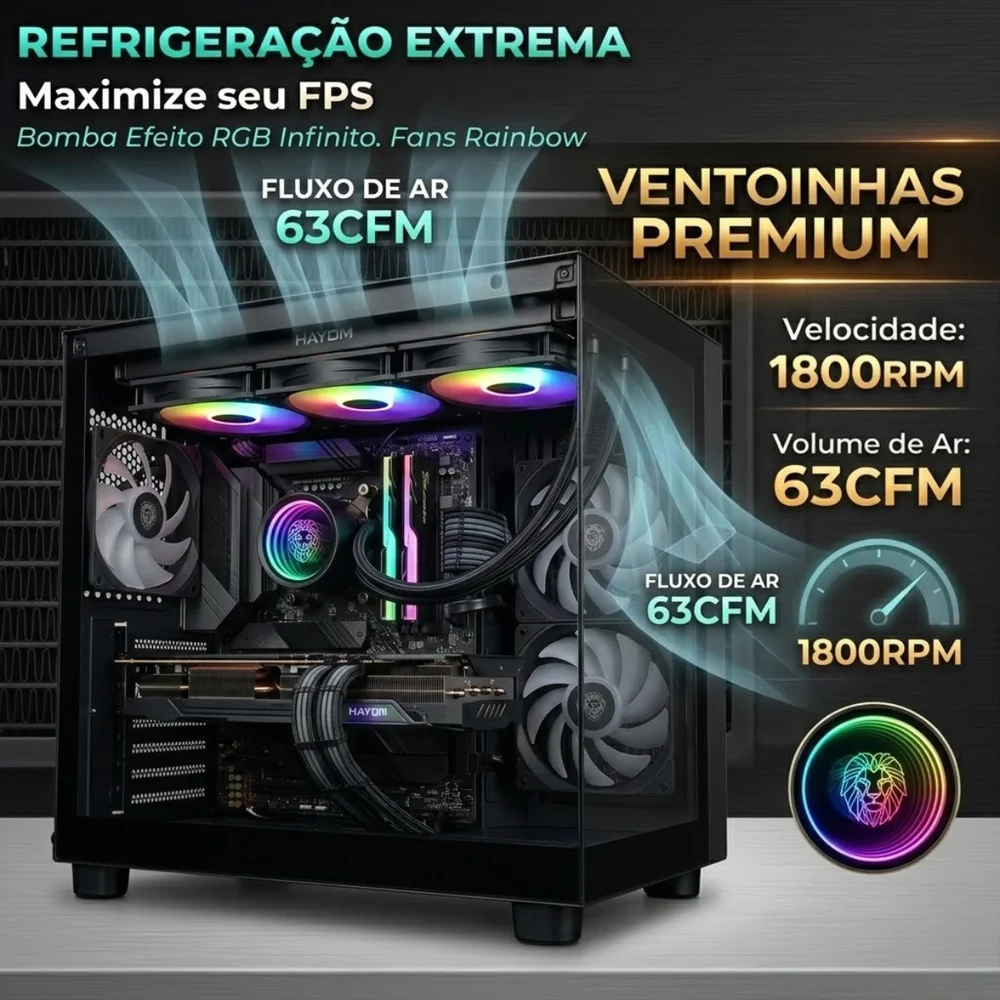 Imagem 3 de 4 do produto Water Cooler 360mm Gamer com 3 Fans LED RGB Raibow Silencioso Compatível Intel AMD Refrigeração Líquida PC Desktop