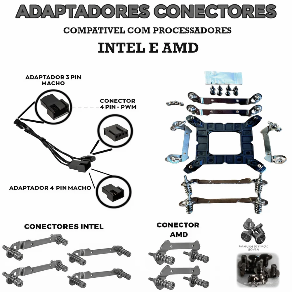 Imagem 4 de 4 do produto Water Cooler 360mm Gamer com 3 Fans LED RGB Raibow Silencioso Compatível Intel AMD Refrigeração Líquida PC Desktop