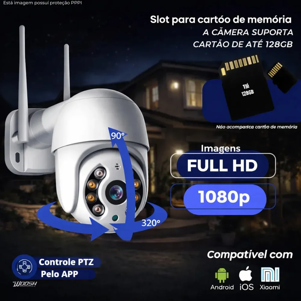 Imagem 2 de 4 do produto Câmera Externa Wifi Ip Prova D'água Infravermelho Bivolt Cor Branco