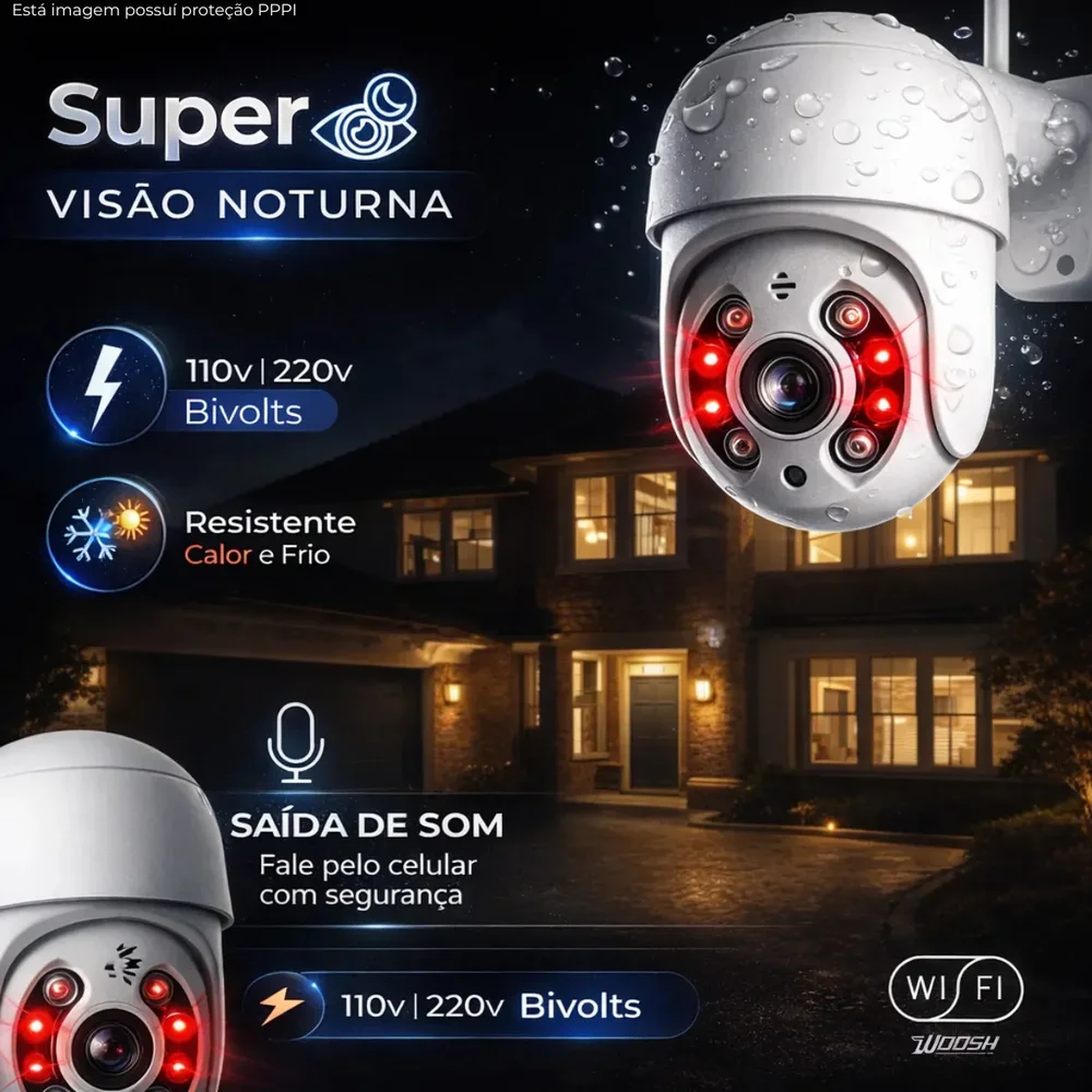 Imagem 3 de 4 do produto Câmera Externa Wifi Ip Prova D'água Infravermelho Bivolt Cor Branco